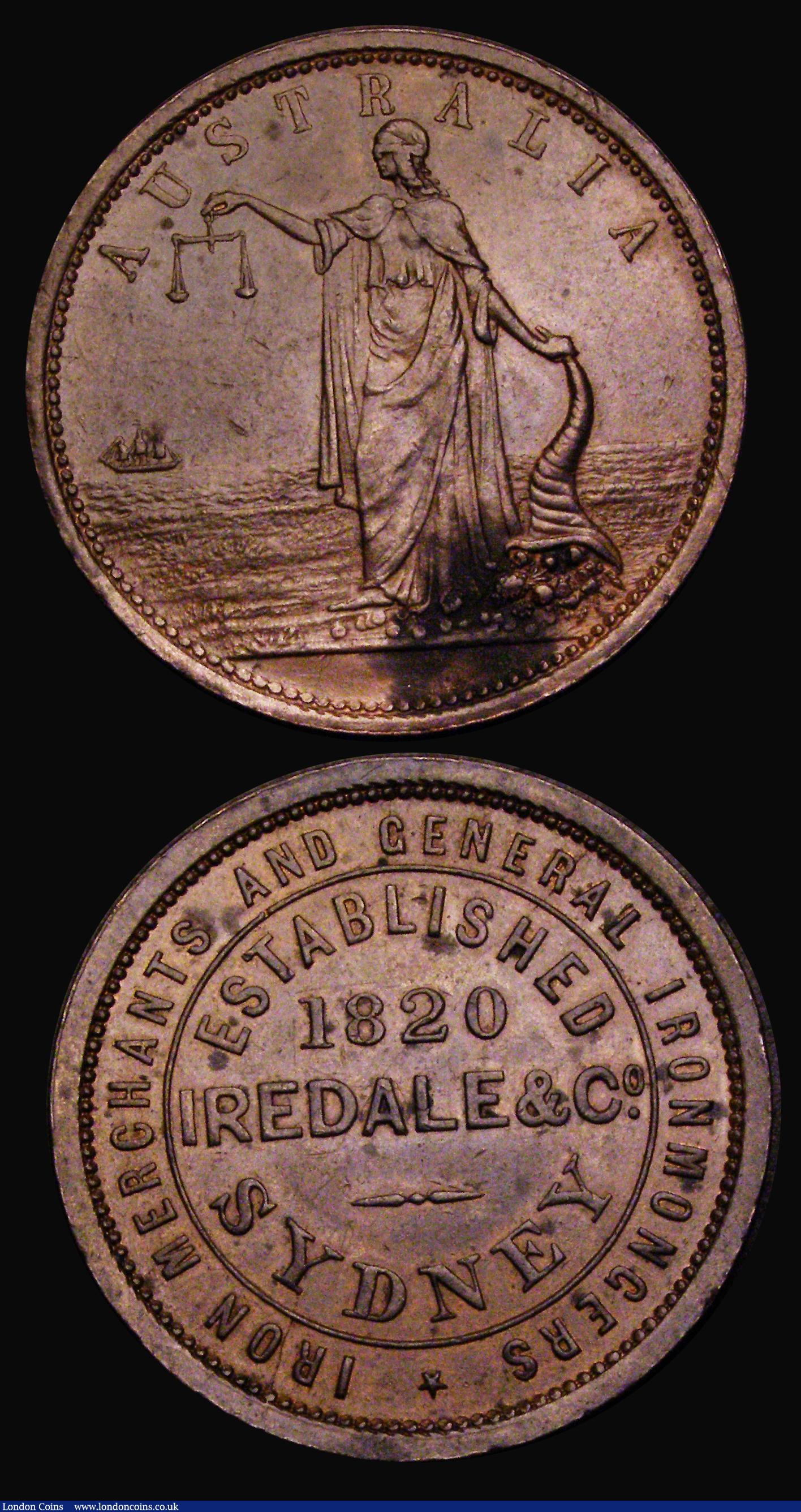 London Coins : A187 : Lot 974 : Halfpenny 18th century Warwickshire - Stratford undated, Pandora's Breeches, DH322 GVF, Austral...