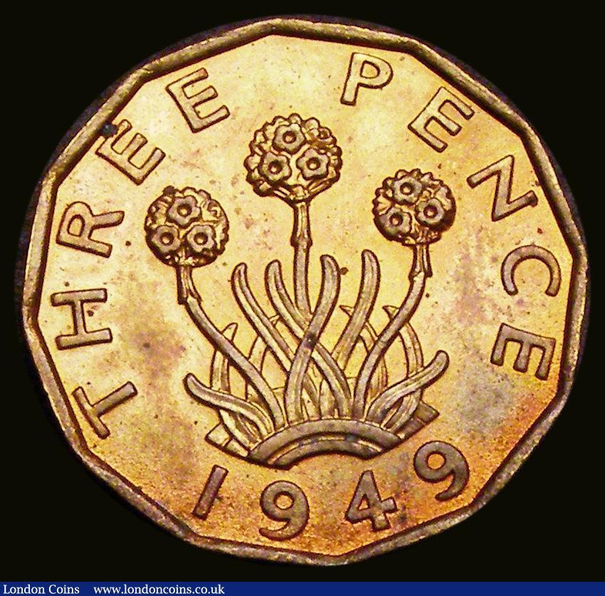 London Coins : A188 : Lot 1166 : Brass Threepence 1949 Peck 2392 NEF with some red tone and traces of old gilding
