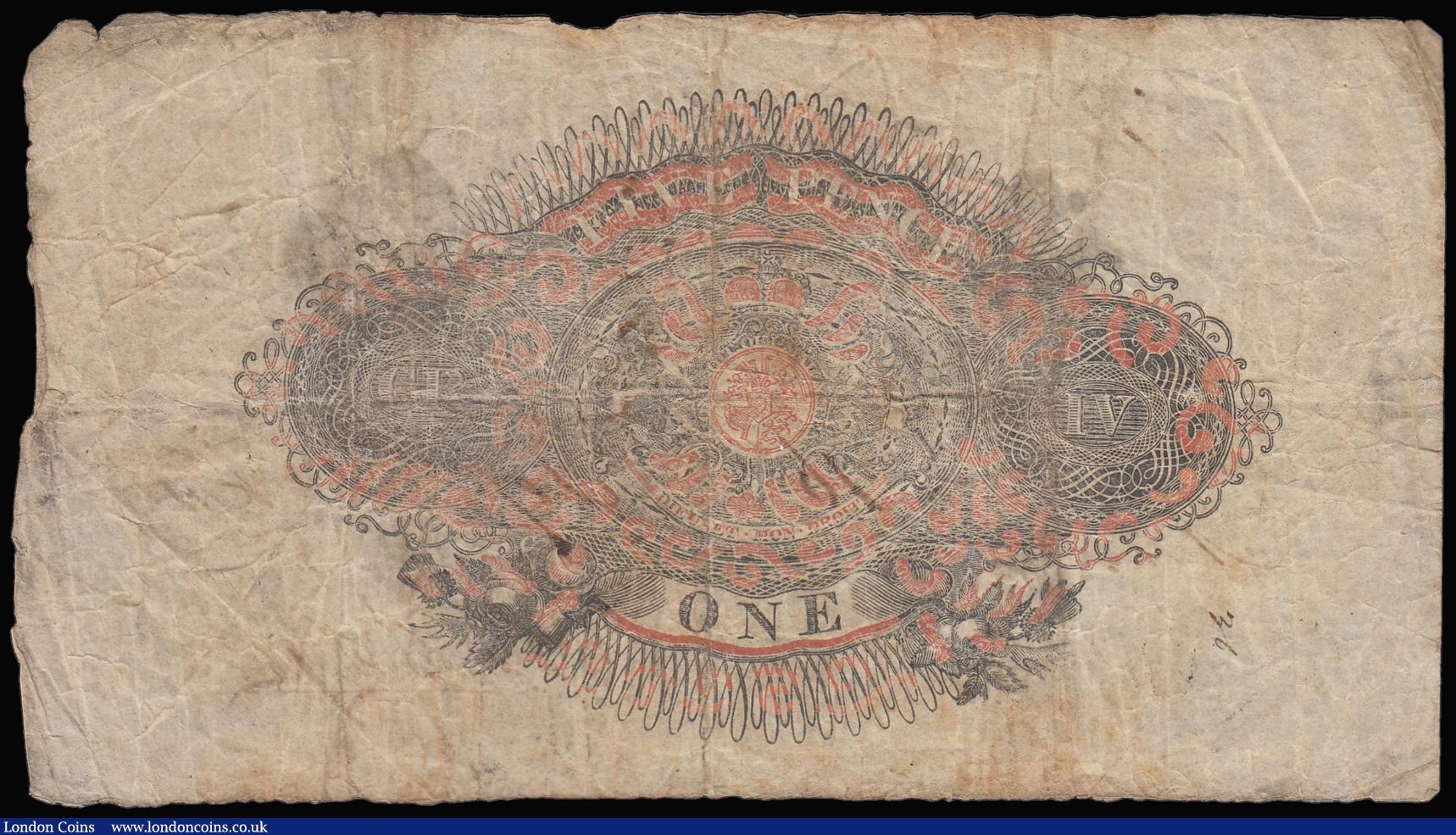 London Coins : A188 : Lot 118 : Wisbech Bank &pound;1 dated 16 Sept 1825 No.3416 for James Hill & Son (Outing 2384a), about Fine...