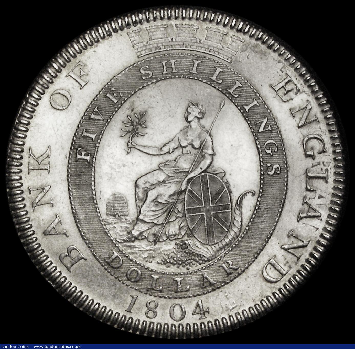 London Coins : A188 : Lot 1214 : Dollar Bank of England 1804 No stops between CHK, First leaf points to upright of E in DEI, Obverse ...