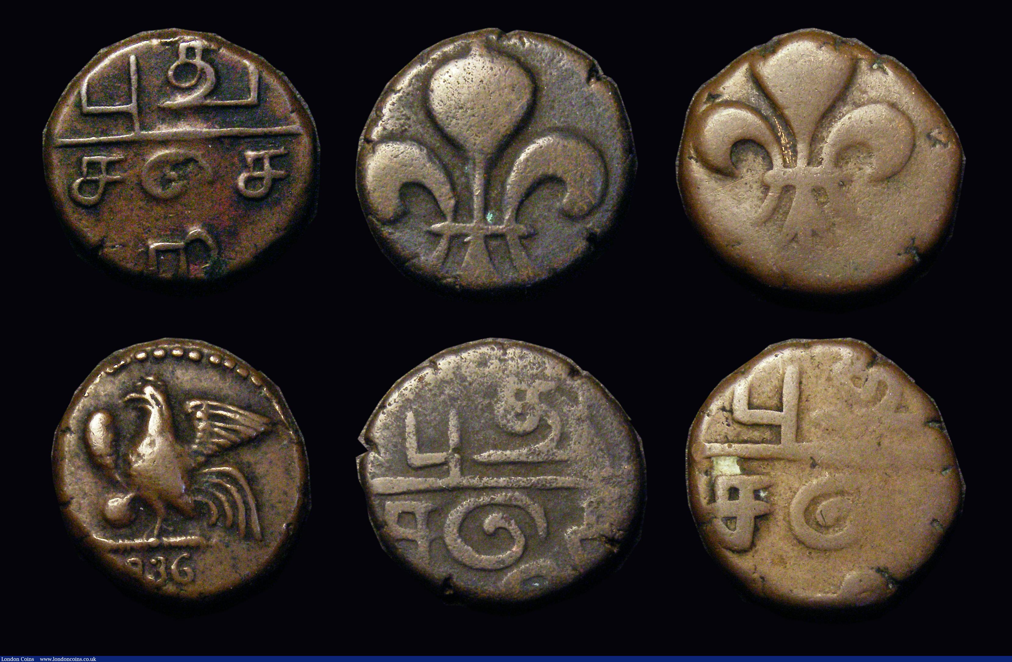 London Coins : A188 : Lot 1920 : India - European Influences (7) French India (3) Pondichery Doudou undated (1720-1835) KM#35 (2) bot...