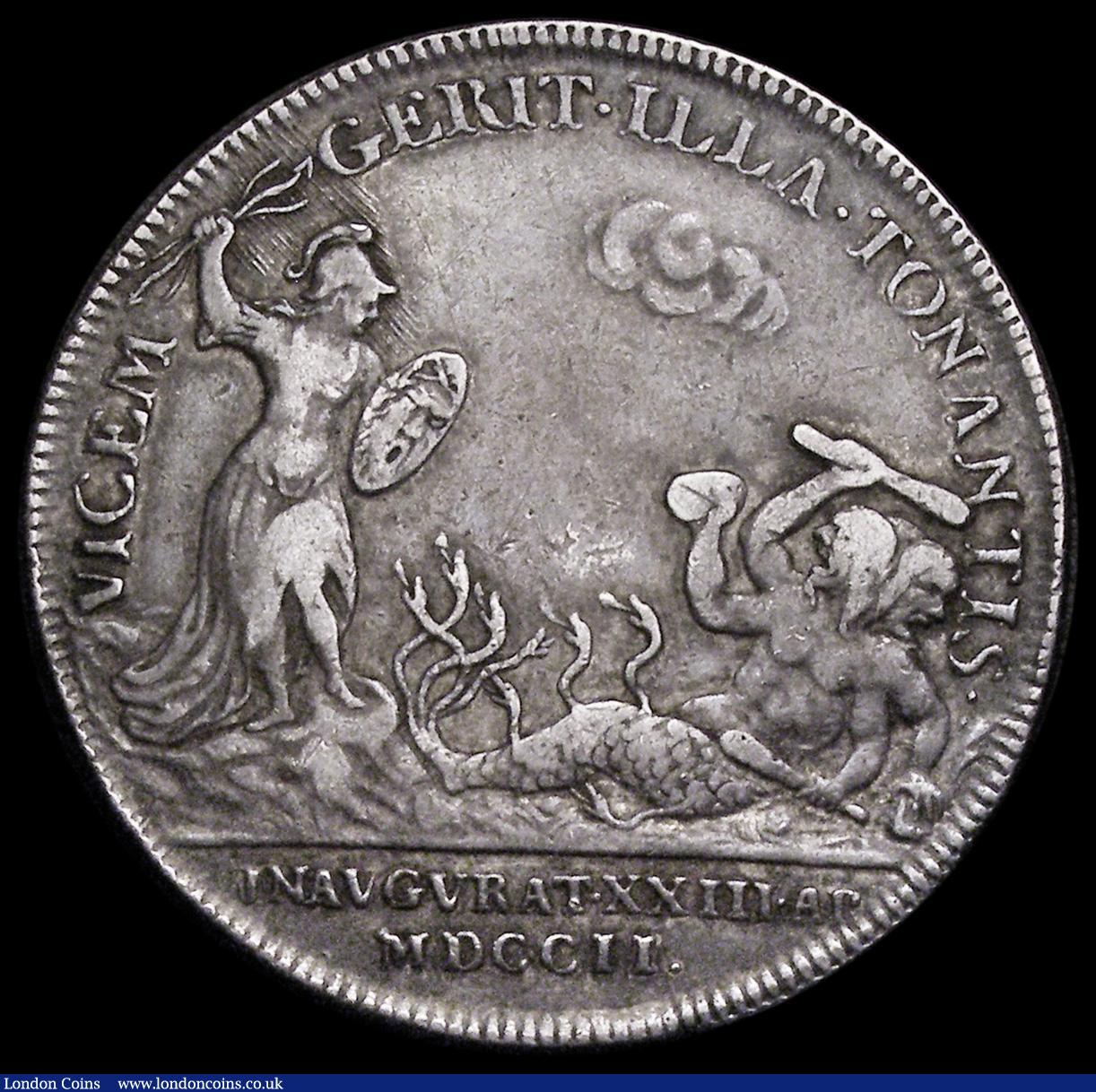 London Coins : A188 : Lot 550 : Coronation of Queen Anne 1702 35mm diameter in silver by J. Croker, Obverse: Bust left, draped, ANNA...