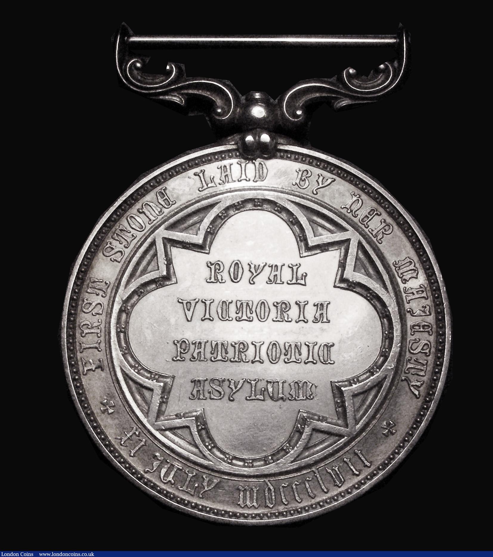 London Coins : A188 : Lot 613 : Foundation of the Royal Victoria Patriotic Asylum 1857, 46mm diameter, silvered, by W.J. Taylor, Obv...