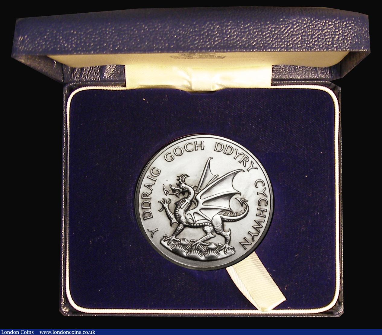 London Coins : A188 : Lot 664 : Investiture of Prince Charles as Prince of Wales 1969 45mm diameter in silver by M. Rizzello, the Of...