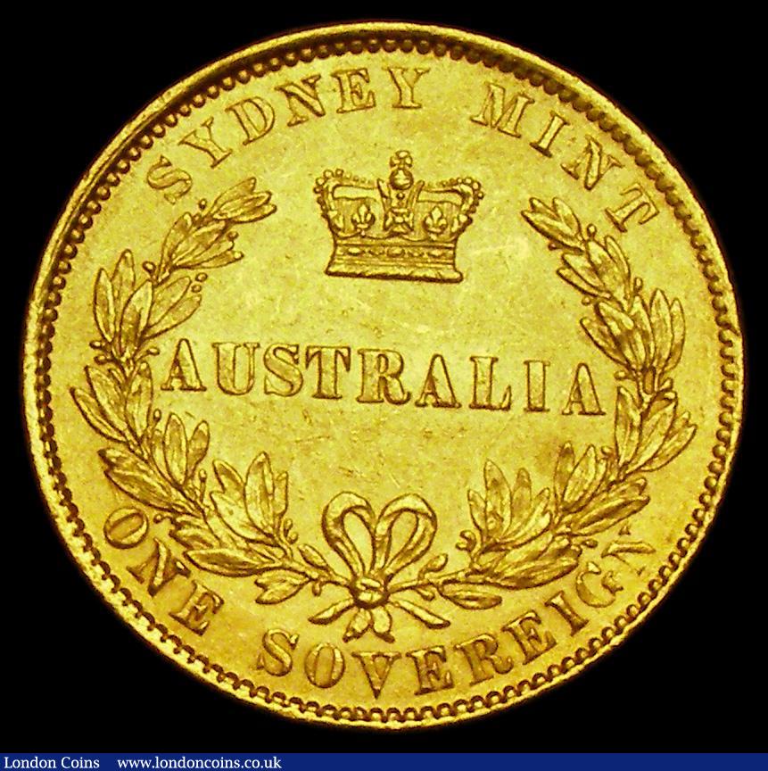 London Coins : A188 : Lot 726 : Australia Sovereign 1863 Sydney Branch Mint, Marsh A368, GEF/AU, all Sydney branch mint Sovereigns h...