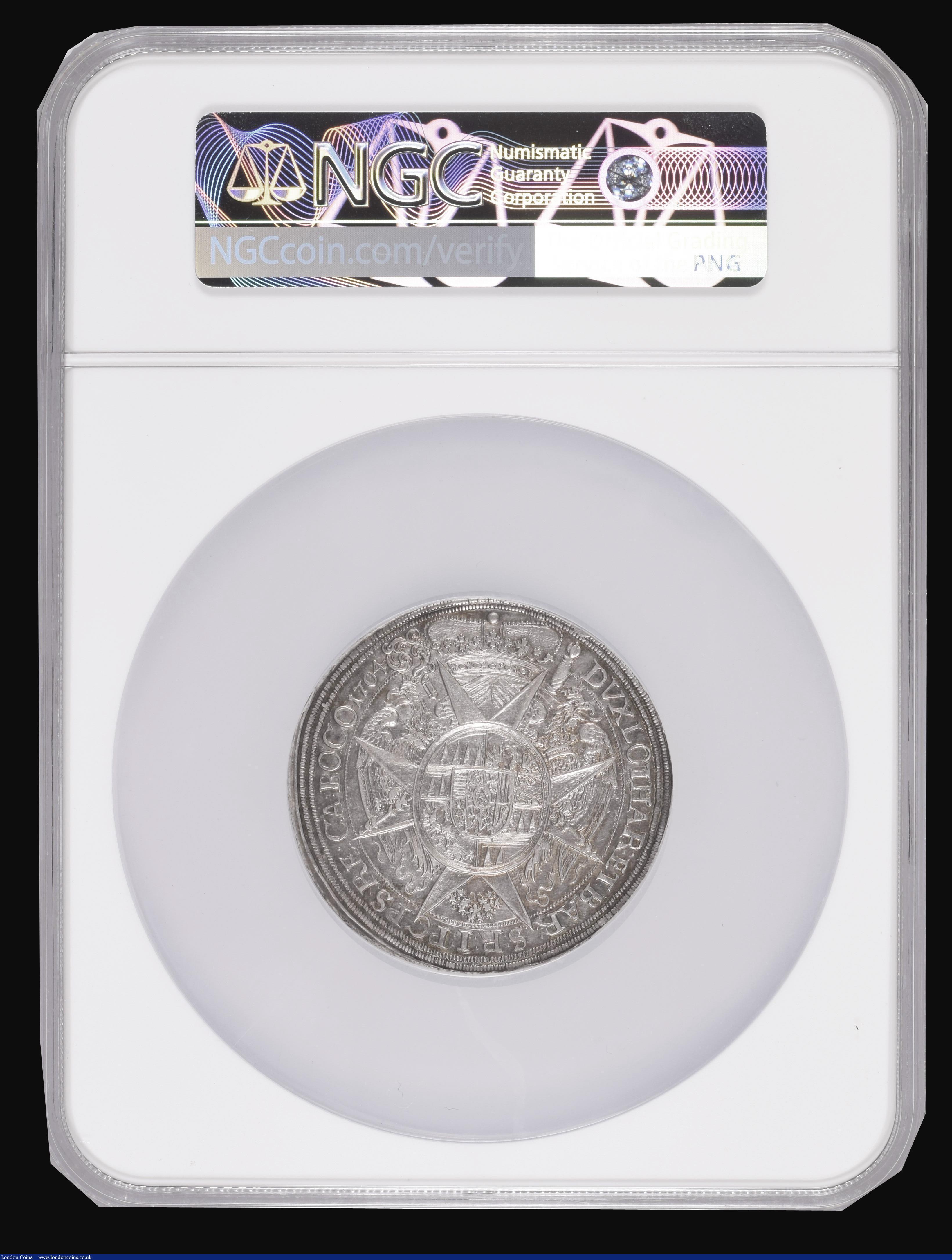 London Coins : A188 : Lot 737 : Austrian States - Olmutz Thaler 1704 Karl III Joseph with 8 pointed cross reverse KM103, Davenport 1...
