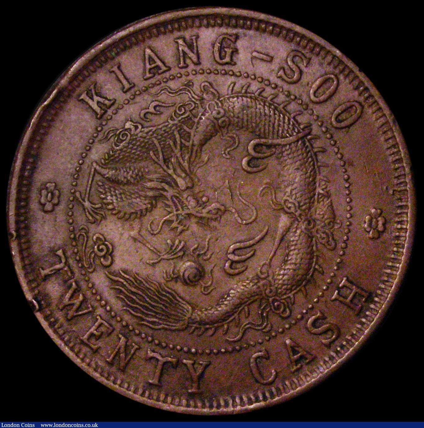 London Coins : A188 : Lot 771 : China - Kiangsu-Kiangsoo Province 20 Cash undated (1902) in copper Y#163Fine/Good Fine with some edg...