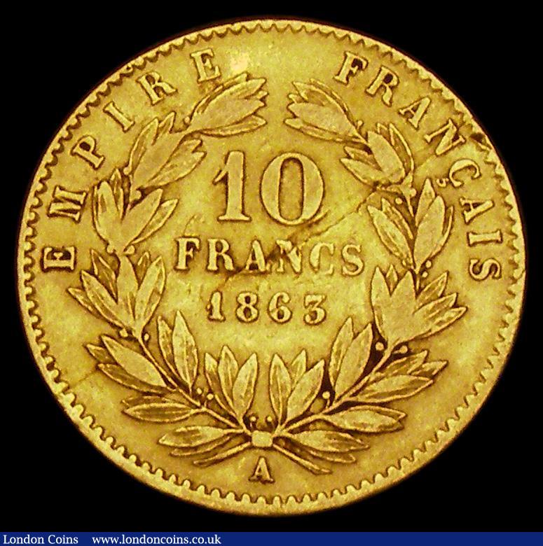 London Coins : A188 : Lot 791 : France 10 Francs 1863A Fine with some scratches