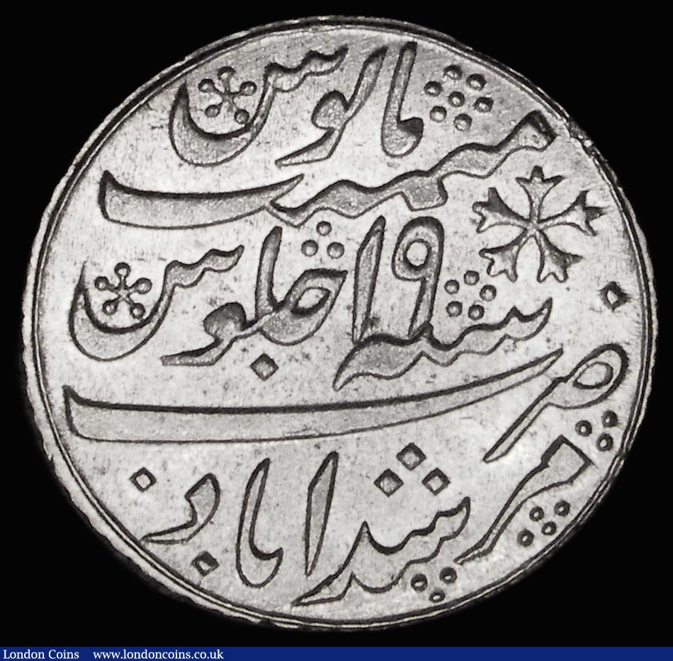 London Coins : A188 : Lot 827 : India - Bengal Presidency Half Rupee, Year 19, Calcutta Mint, Oblique Milling, KM#97.3 GEF and lustr...