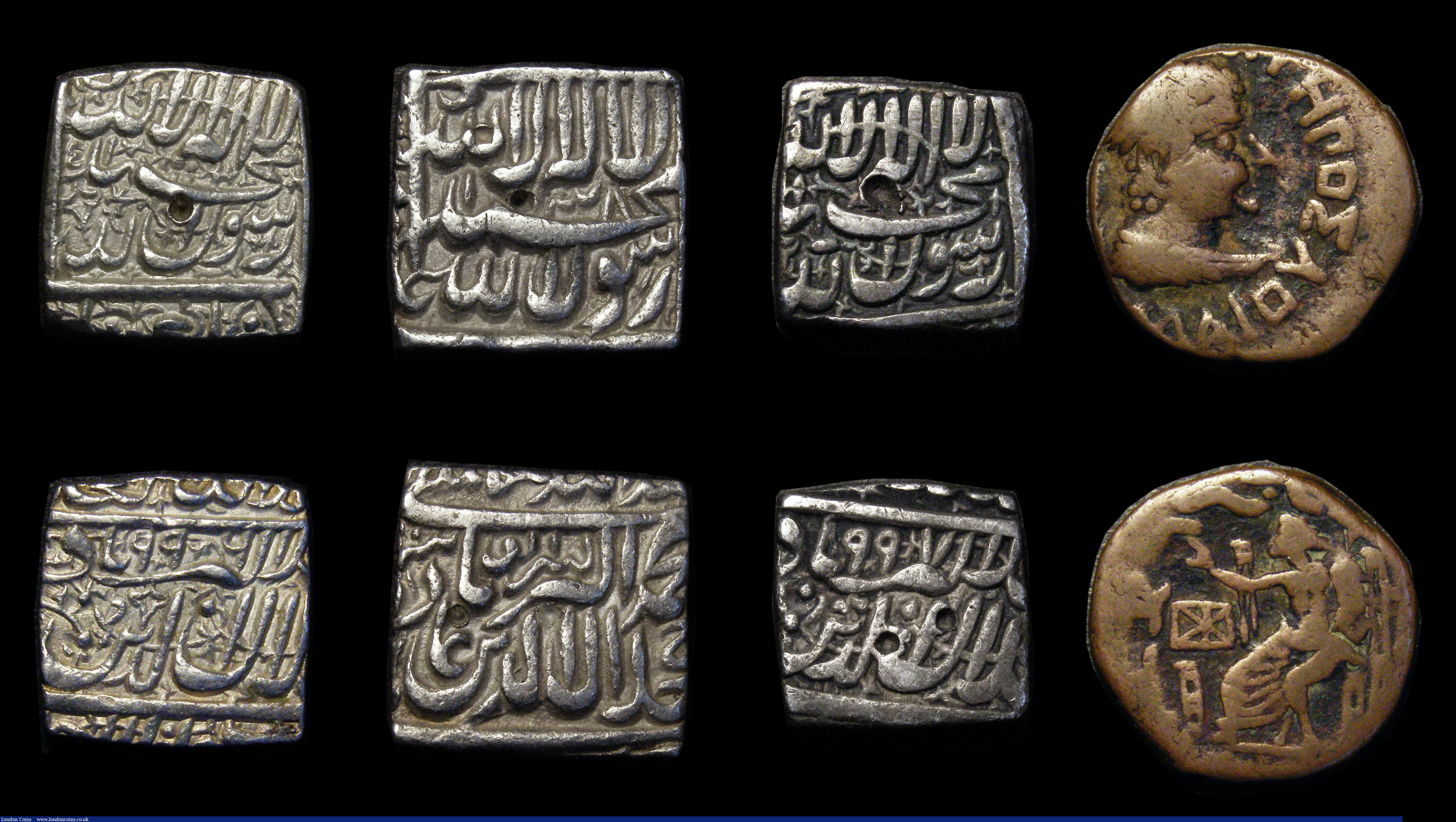 London Coins : A188 : Lot 837 : India - Mughal Empire Akhbar One Rupee (8) AH991, AH992, AH994, AH995, AH996, AH997, AH998, AH1000, ...