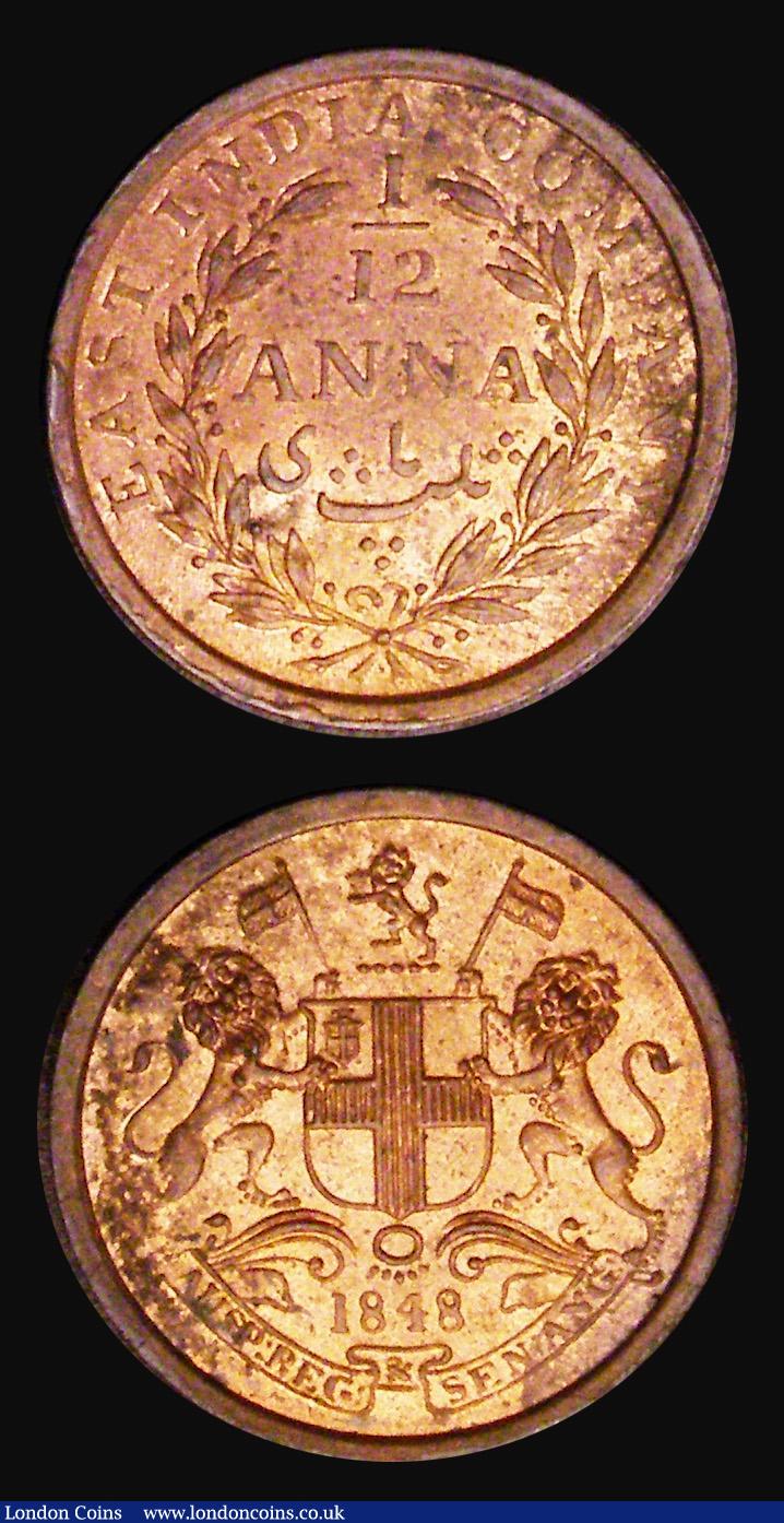 London Coins : A188 : Lot 844 : India 1/12th Anna (2) 1835 KM#445 EF with traces of lustre, 1848 KM#445 UNC or very near so with goo...