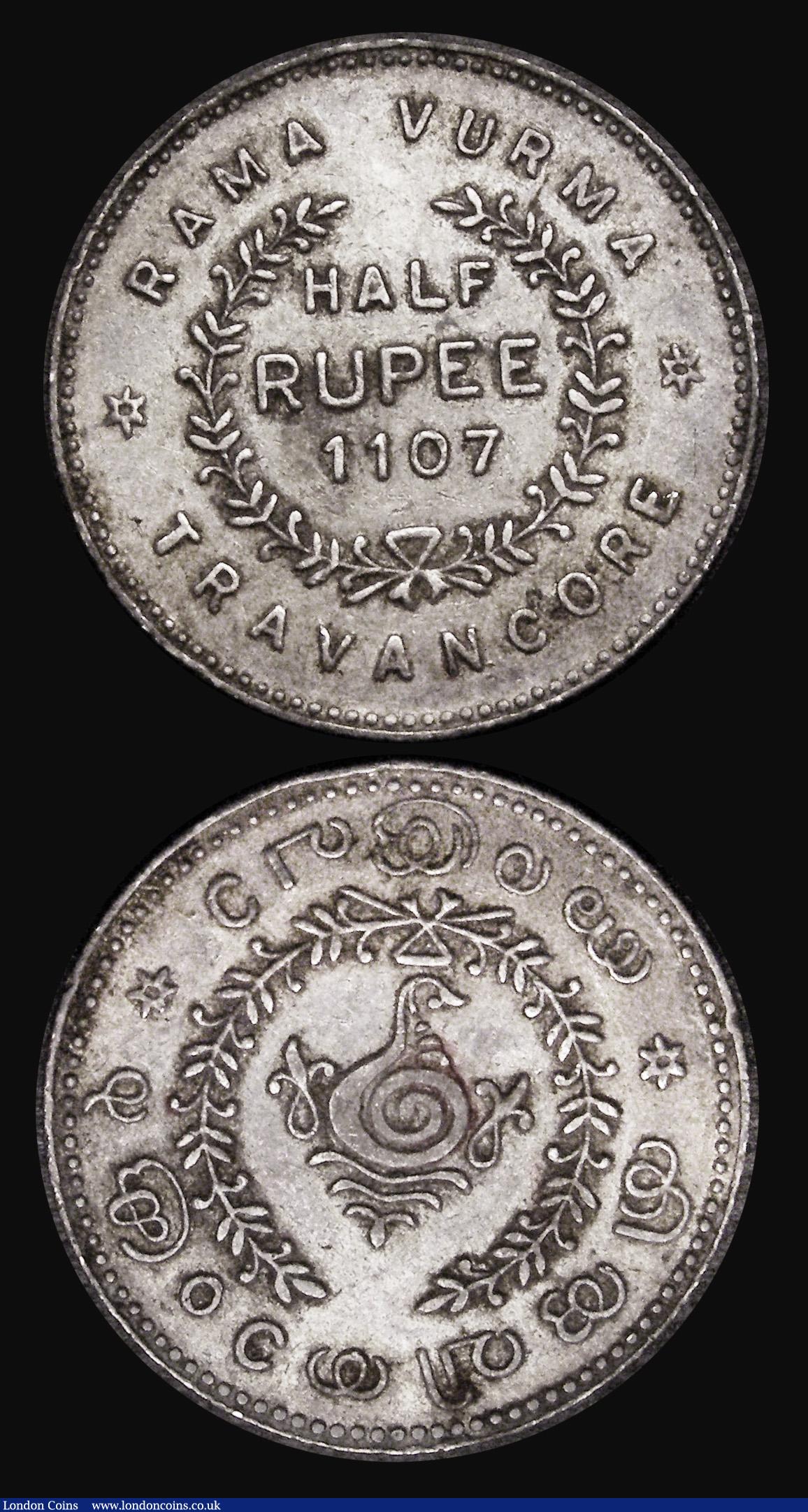 London Coins : A188 : Lot 847 : India Half Rupee 1840 Calcutta, Split legend,  KM#456.1 NEF/EF, Indian Princely States - Travancore ...