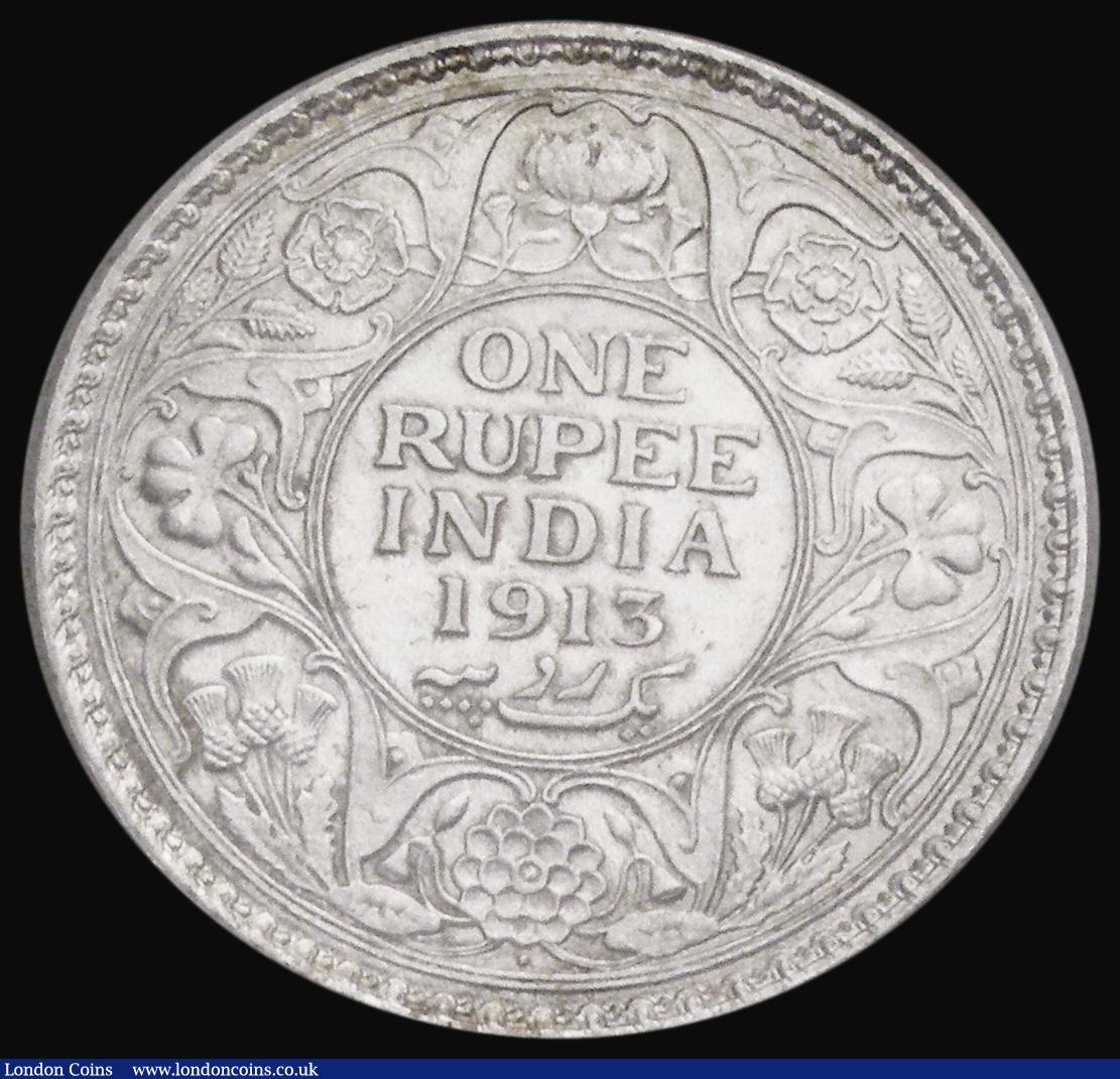 London Coins : A188 : Lot 852 : India One Rupee 1913 Bombay Mint KM#524 in an NNC holder and graded MS65