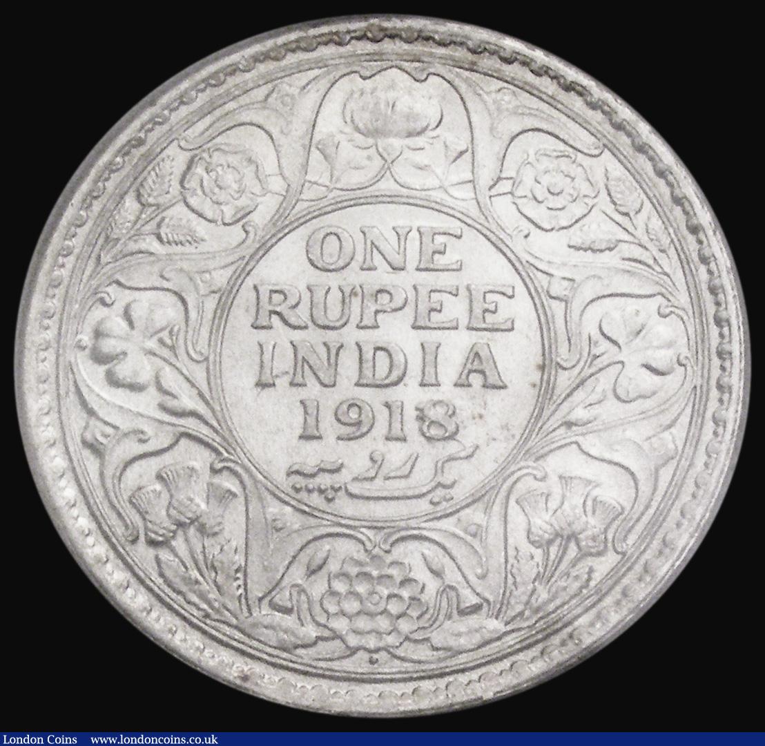 London Coins : A188 : Lot 853 : India One Rupee 1918 Bombay Mint KM#524 in an NNC holder and graded MS65