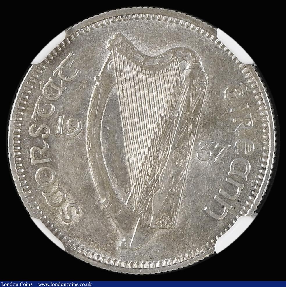 London Coins : A188 : Lot 883 : Ireland Shilling 1937 S.6627 UNC NGC AU 55 a key date rarity and seldom offered in high grades