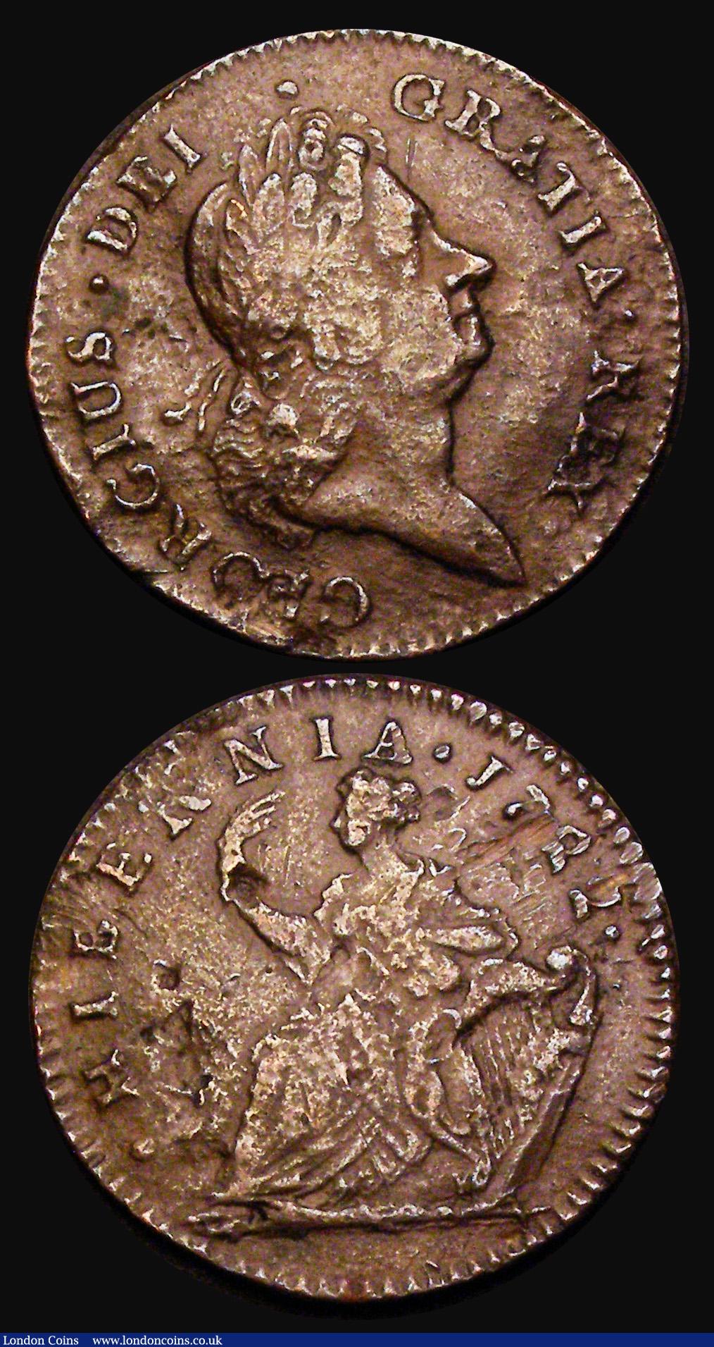 London Coins : A188 : Lot 985 : USA/Ireland Halfpennies 1723 Woods, Pellet before H (2) Breen 154, the first Fine with some scuffs, ...
