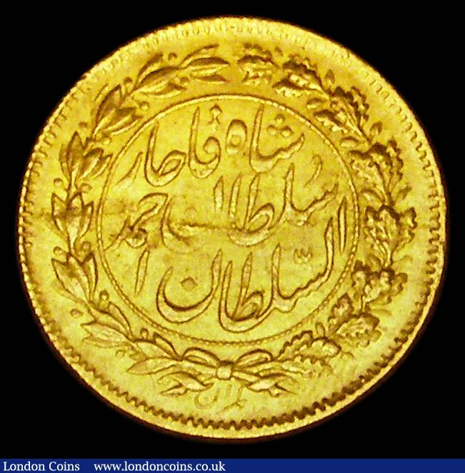 London Coins : A189 : Lot 1028 : Iran 5000 Dinars Gold (Half Toman) AH1330 KM#1067 GVF the obverse with some flan flaws