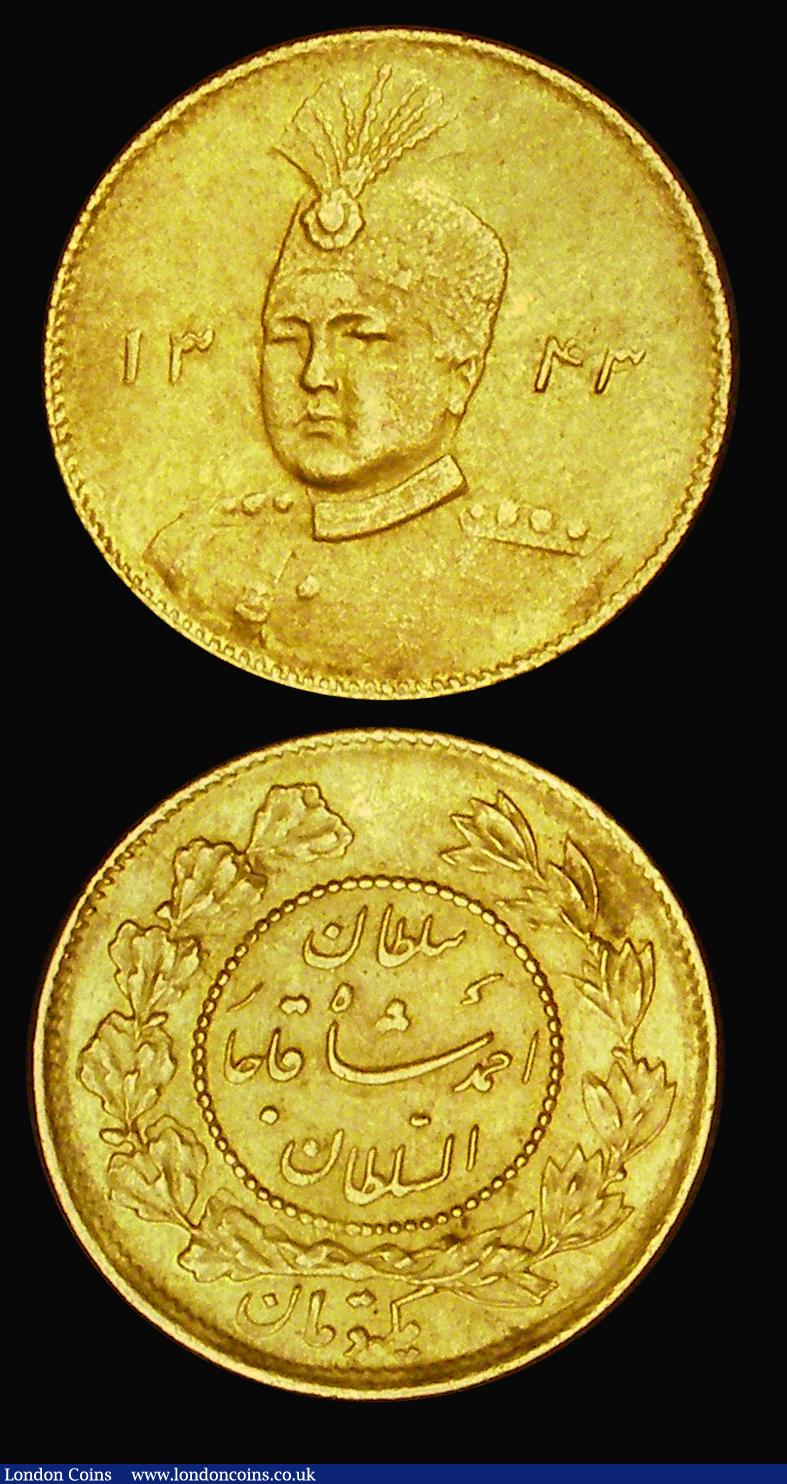London Coins : A189 : Lot 1030 : Iran Gold Toman (2) AH 1343 (2) KM#1074 Fine/Good Fine and Good Fine