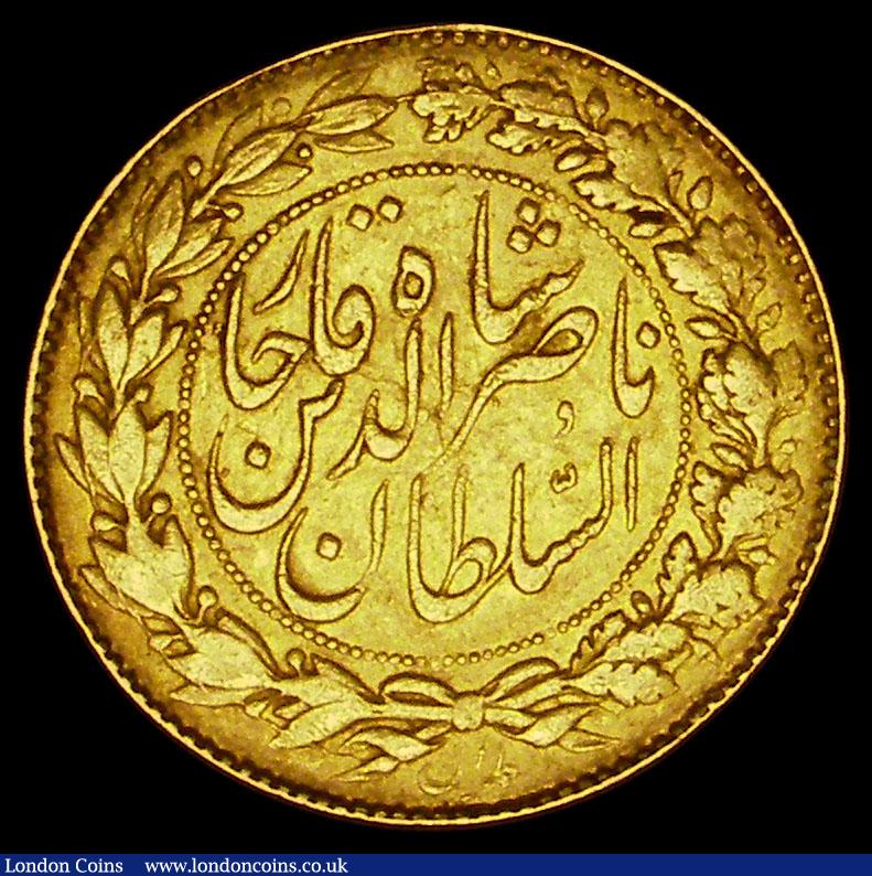 London Coins : A189 : Lot 1033 : Iran Gold Two Toman, AH1297 Nasir al-Din Shah, KM#942,  legend weak in places, the date clear and be...