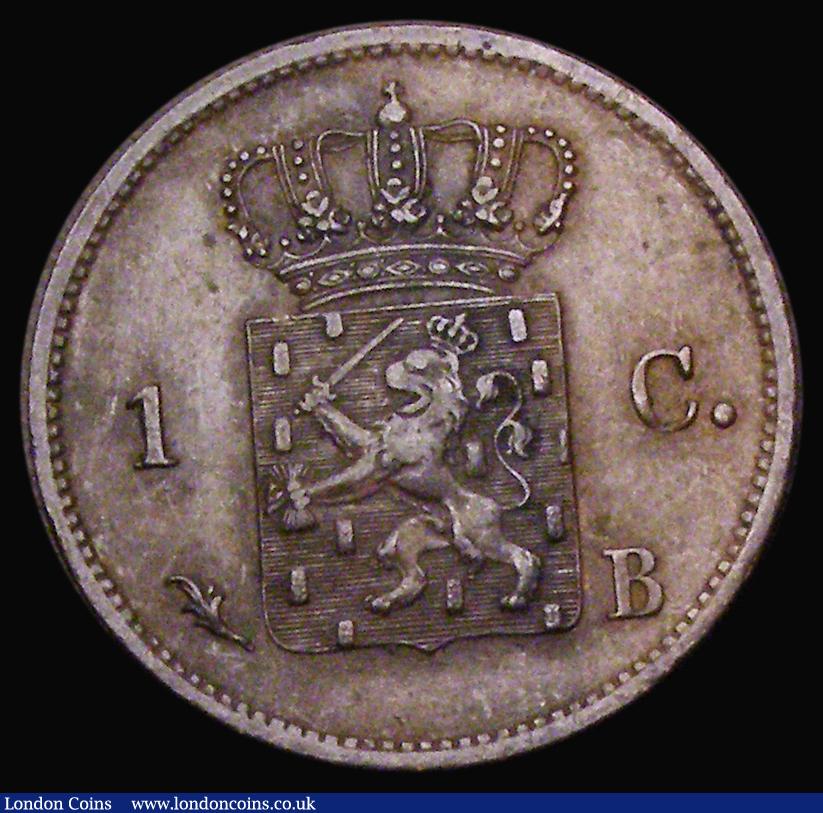 London Coins : A189 : Lot 1093 : Netherlands One Cent 1821B KM#47 GVF with traces of lustre, the obverse with an area of darker tonin...