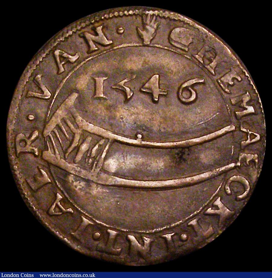 London Coins : A189 : Lot 1165 : Spanish Netherlands Jeton 1546 Porter's Guild, 23mm diameter in copper, Good Fine with official...