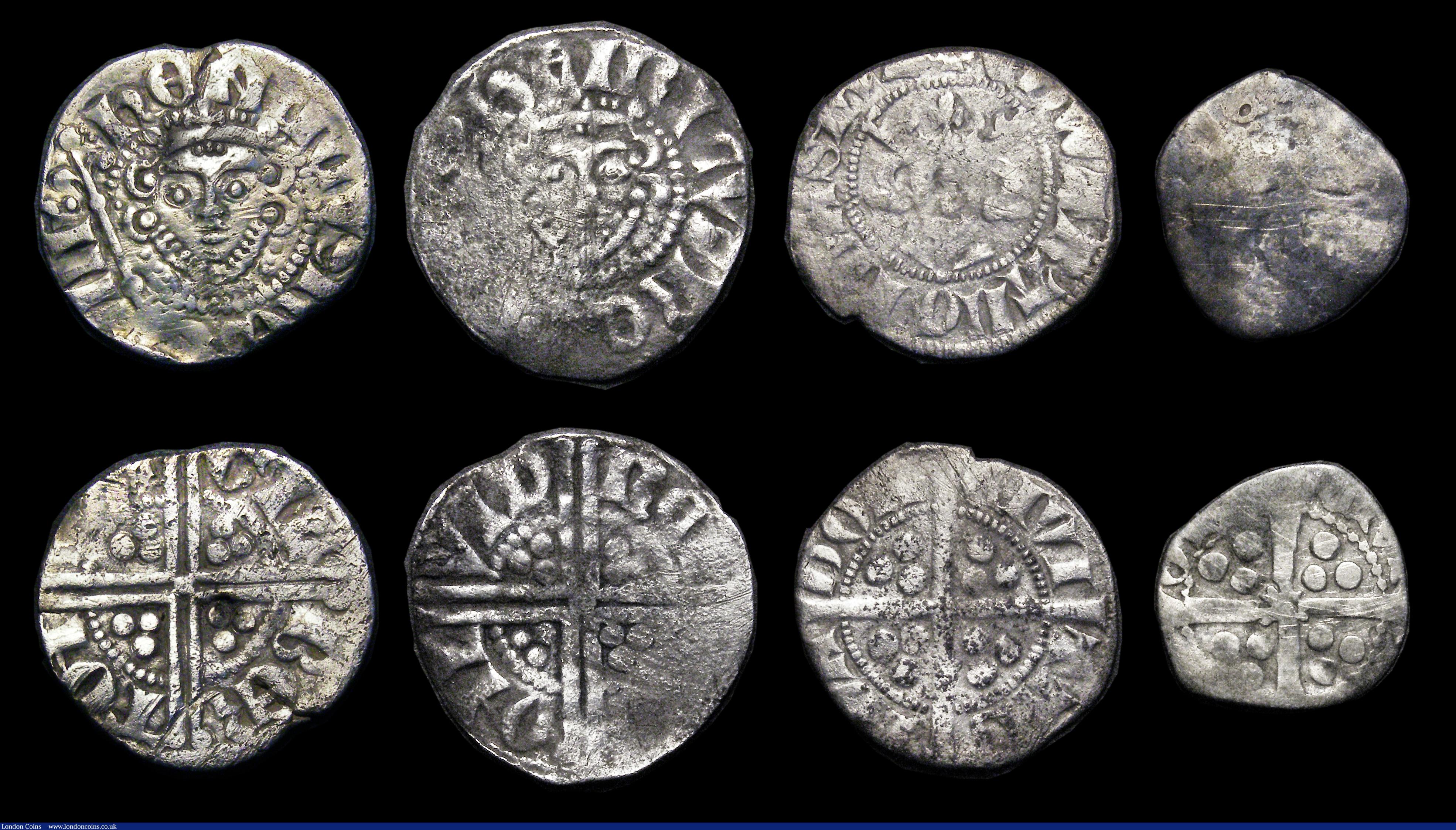 London Coins : A189 : Lot 1311 : Pennies (9) John, Short Cross , London Mint, moneyer Abel, 1.19 grammes, VG, Henry III Long Cross, m...