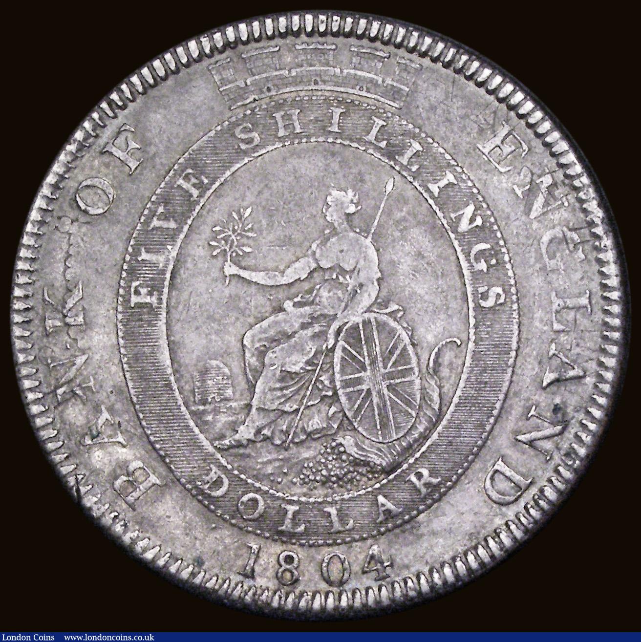 London Coins : A189 : Lot 1438 : Dollar Bank of England 1804 Obverse A, Reverse 2, ESC 144, Bull 1925, Fine, with traces of the under...