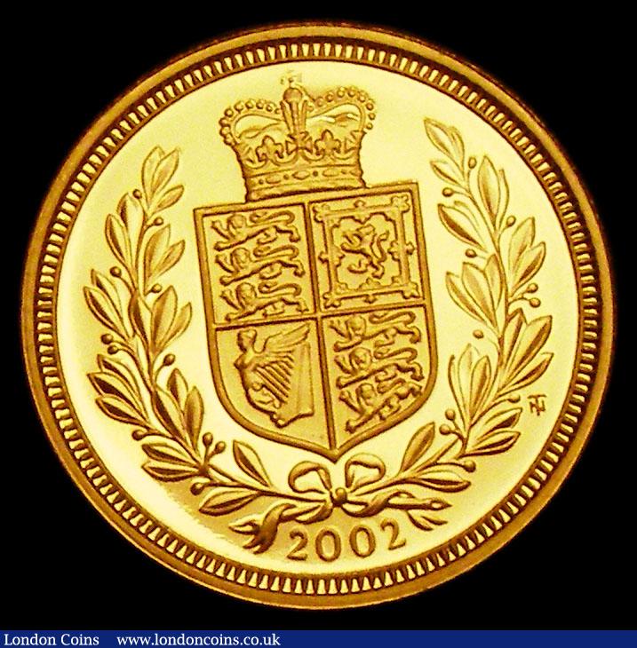 London Coins : A189 : Lot 1643 : Half Sovereign 2002 Queen Elizabeth II Golden Jubilee Gold Proof, S.SB5, Marsh 547A, FDC uncased in ...