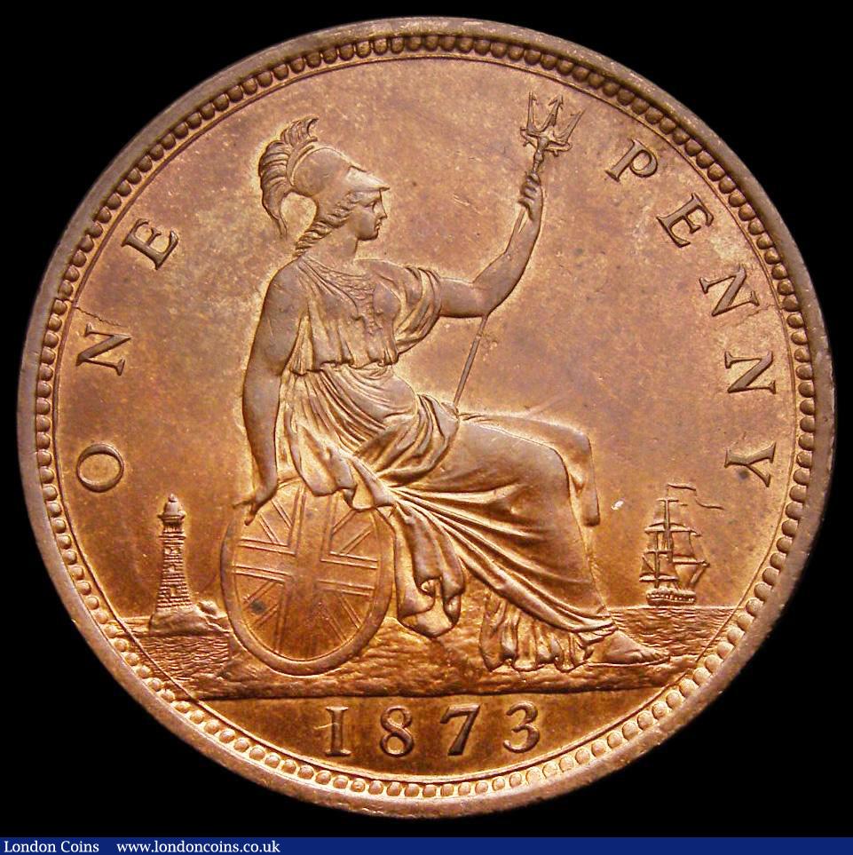 London Coins : A189 : Lot 1844 : Penny 1873 11&frac12; teeth date spacing, Freeman 64, dies 6+G, Gouby BP 1873Ad, in an LCGS holder a...