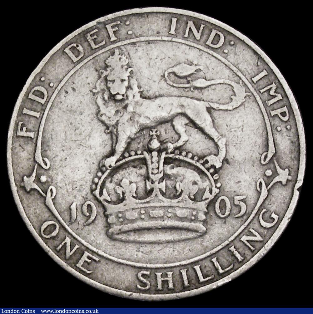 London Coins : A189 : Lot 1956 : Shilling 1905 ESC 1414, Bull 3591, VG with a dig in the obverse field, the key date in the Edward VI...