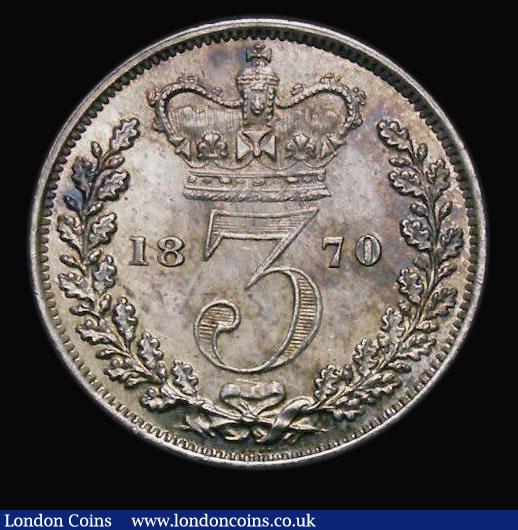 London Coins : A189 : Lot 2200 : Threepence 1870 Standard type ESC 2076 LCGS UNC 82, lustrous Unc