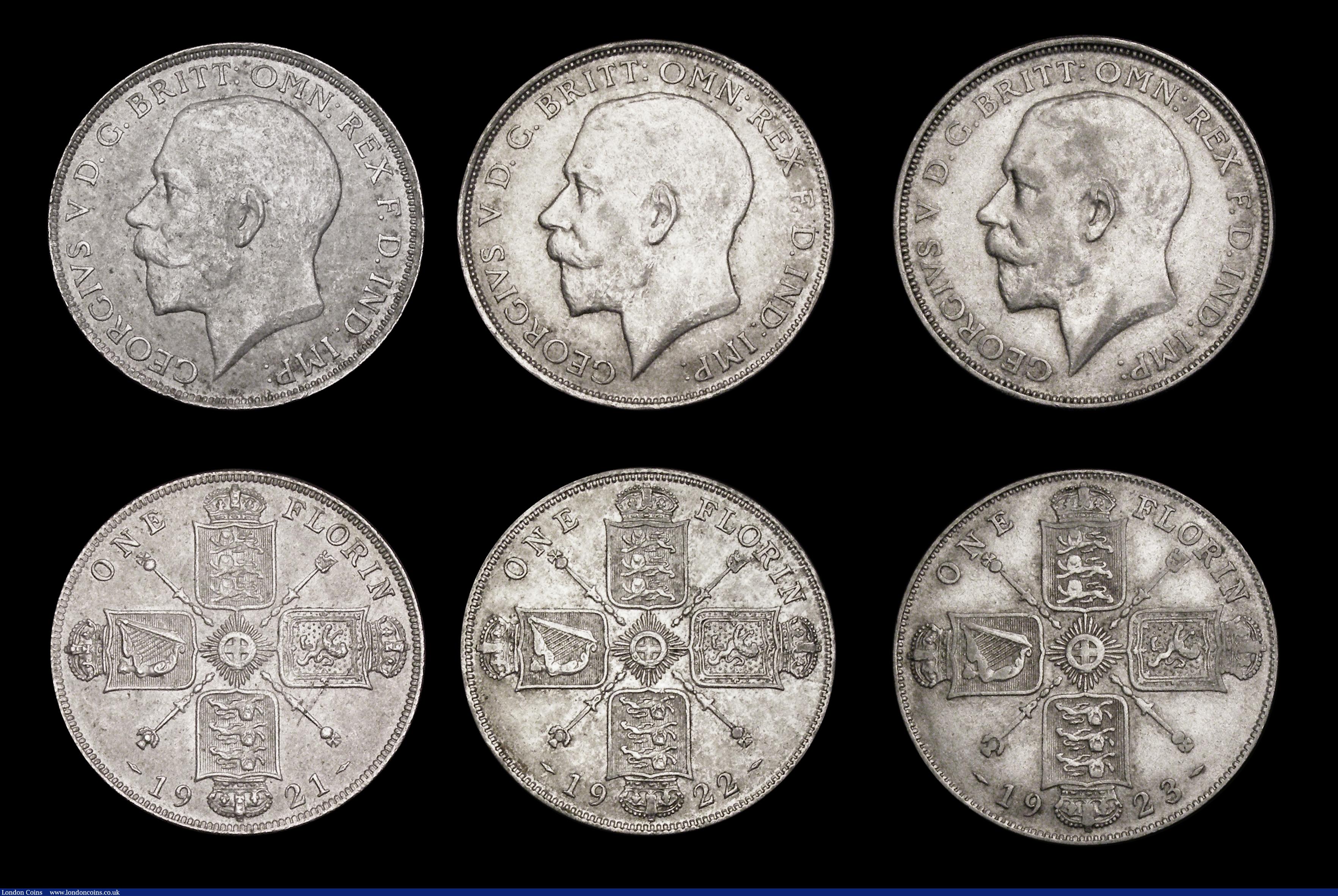 London Coins : A189 : Lot 2307 : Florins (7) 1914 Davies 1735 dies 2C, with a different date configuration, Second 1 points to a spac...