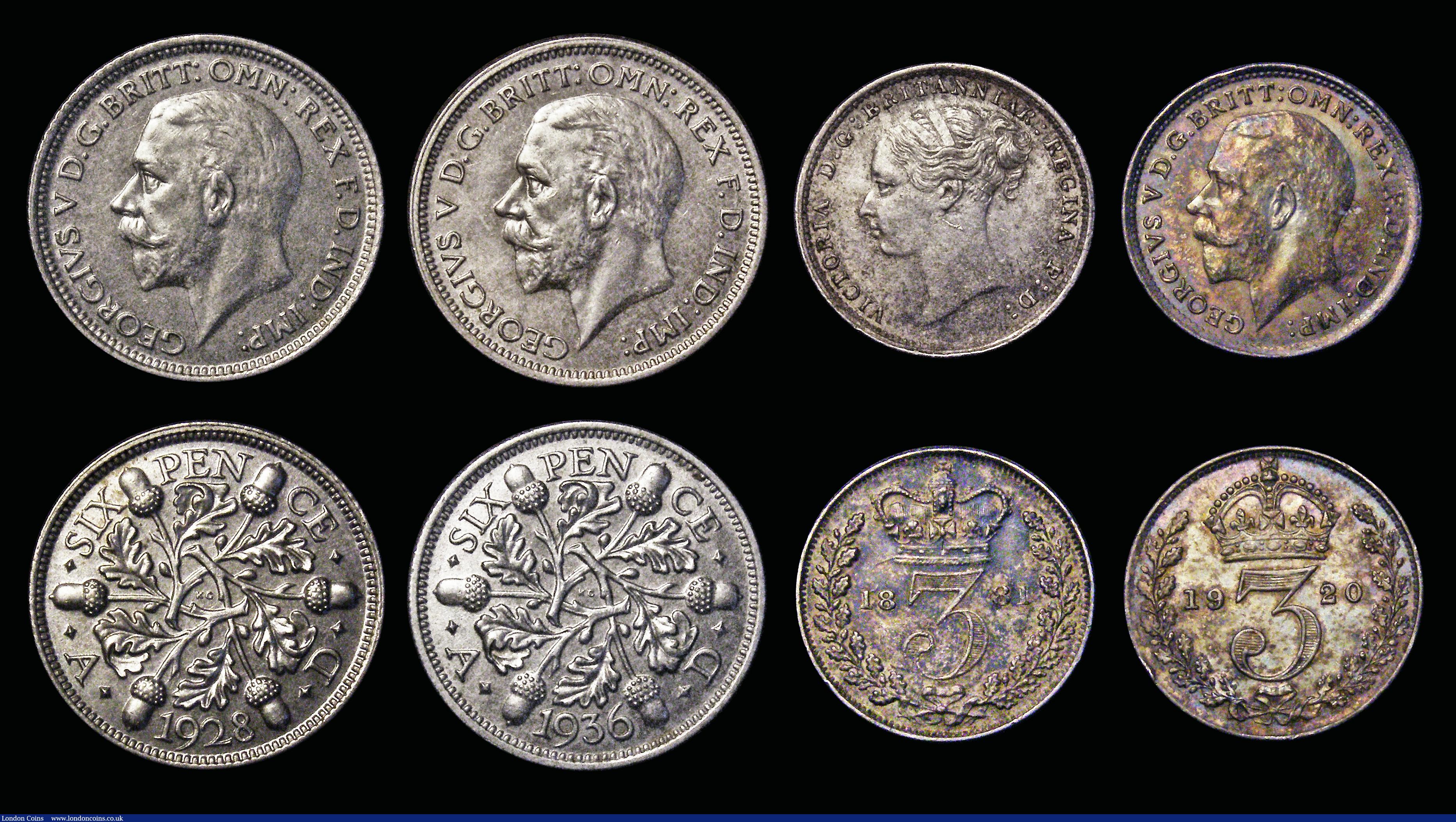 London Coins : A189 : Lot 2310 : Florins to Threepences (12) comprising Florins (3) 1923 NVF/VF, 1928 NEF, 1929 VF, Shilling 1935 GEF...