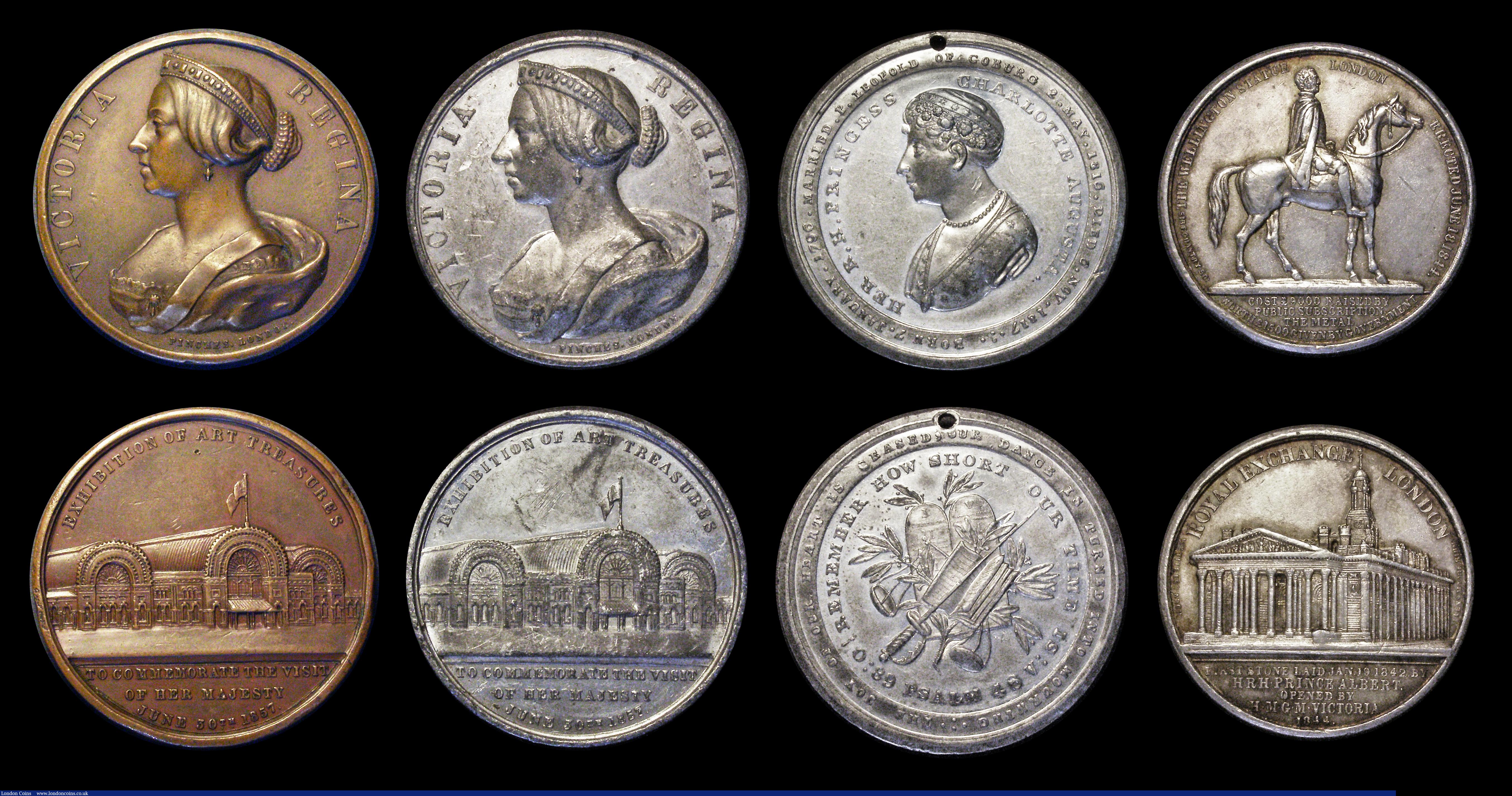 London Coins : A189 : Lot 695 : 18th and 19th Century (8) Foundation of the City of London School 1834, 58mm diameter in bronze by B...