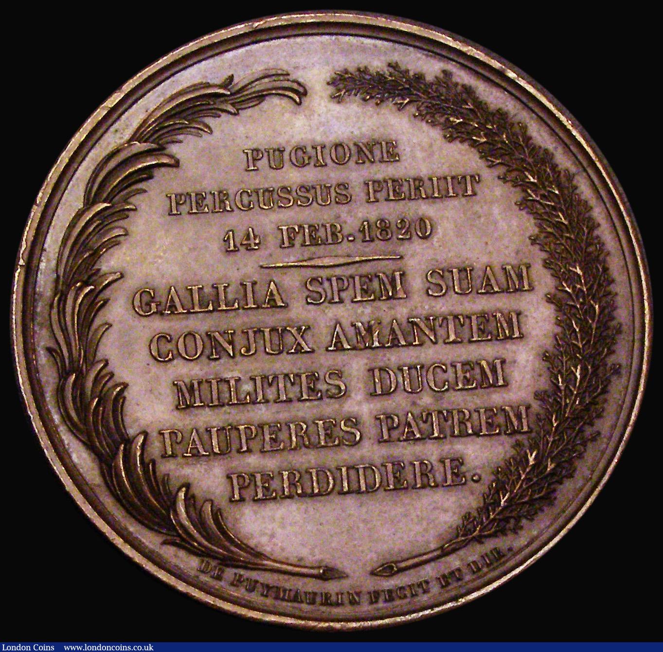 London Coins : A189 : Lot 769 : France, Death of Charles Ferdinand, Duke of Berry 1820 41mm in bronze, by R.Gayrard, Obverse: Bust l...
