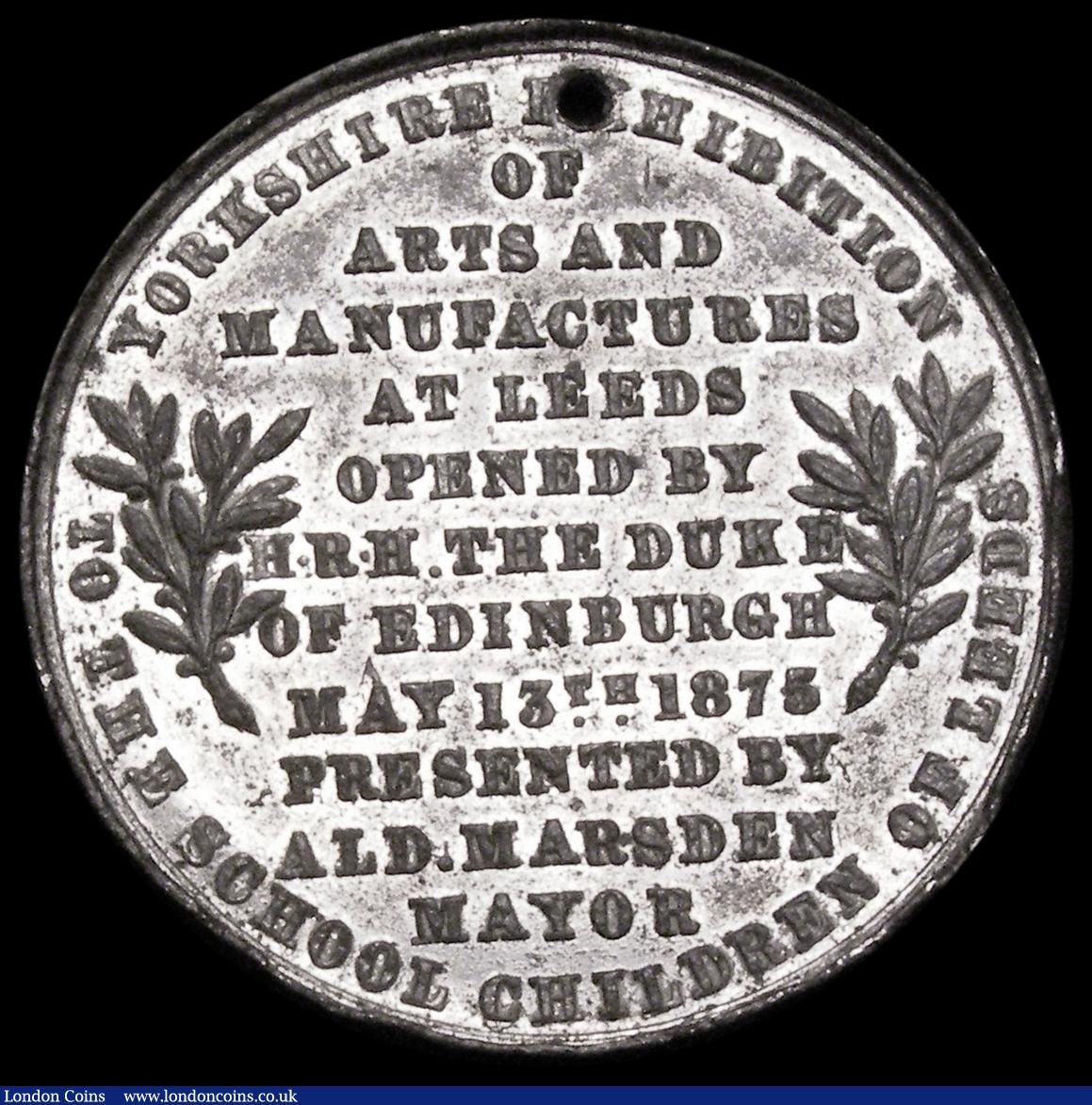 London Coins : A189 : Lot 791 : Yorkshire Exhibition of Arts and Manufactures, Leeds, 1875, 30mm in White metal, Obverse: The Duke o...