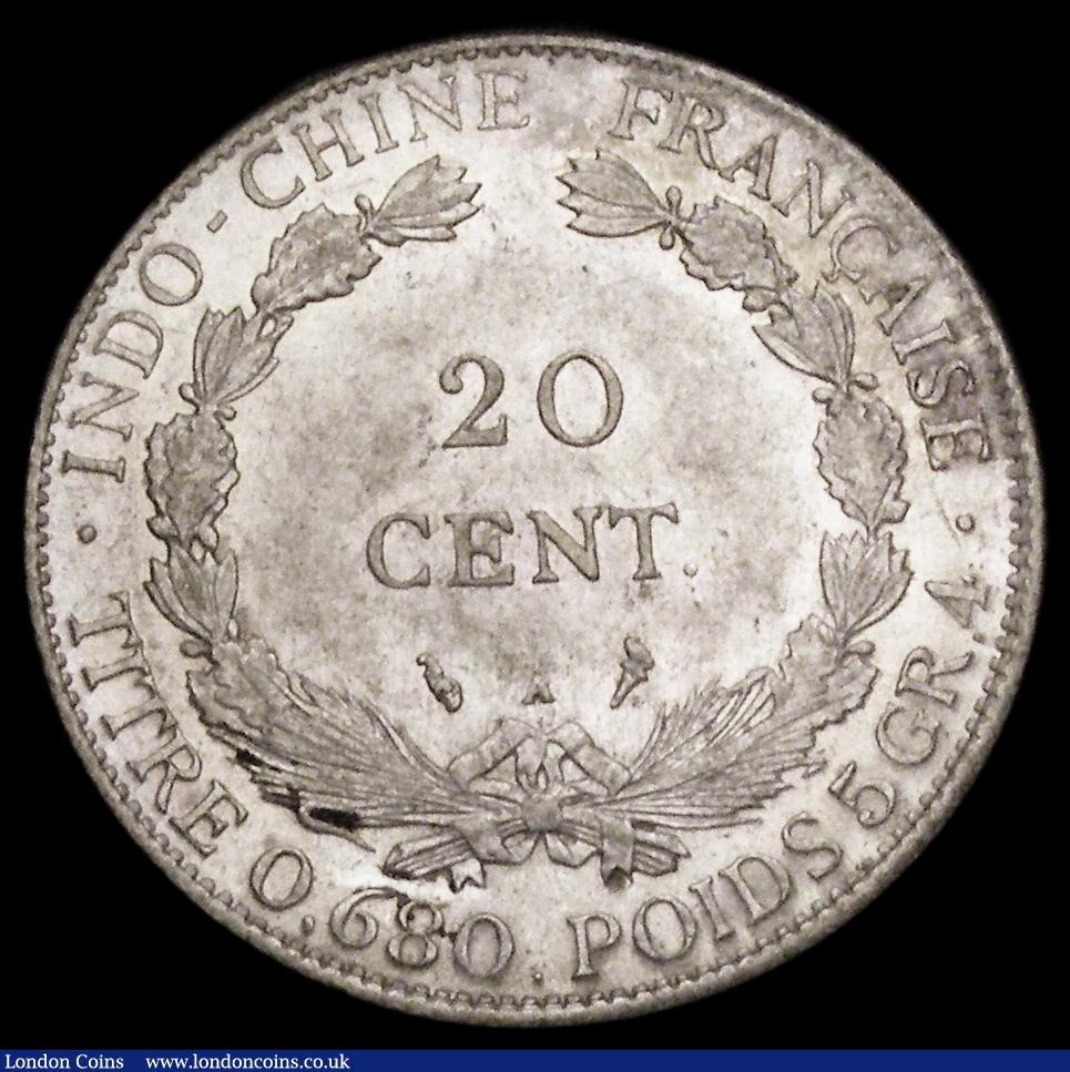 London Coins : A189 : Lot 963 : French Indo-China 20 Centimes 1928A KM#17.1 UNC with some thin scratches on the obverse, the reverse...