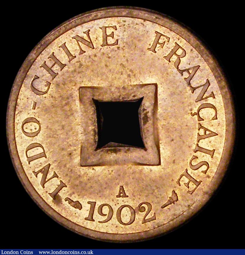 London Coins : A189 : Lot 970 : French Indo-China Two Sapeque 1902A KM#6 UNC with traces of lustre and some scattered tone spots
