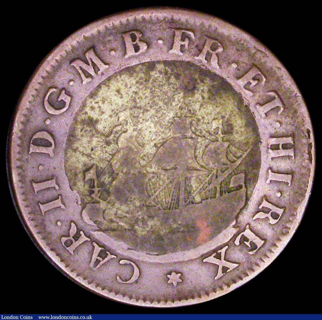 London Coins : A190 : Lot 1115 : Charles II Copper with Brass Centre SOLI DEO GLORIS Peck 498 listed under Charles II Miscellaneous P...