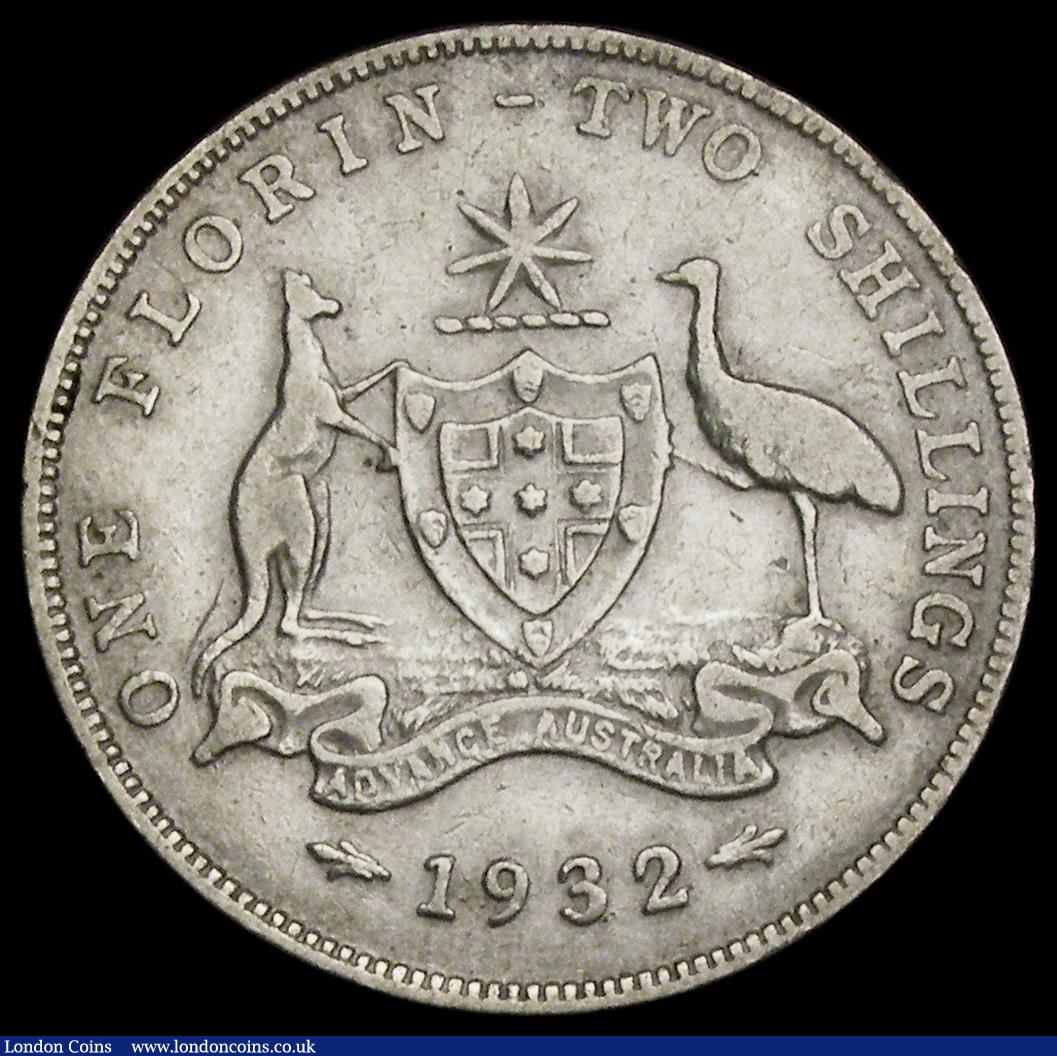 London Coins : A190 : Lot 1147 : Australia Florin 1932 VG no pearls showing and once cleaned, never the less a key date