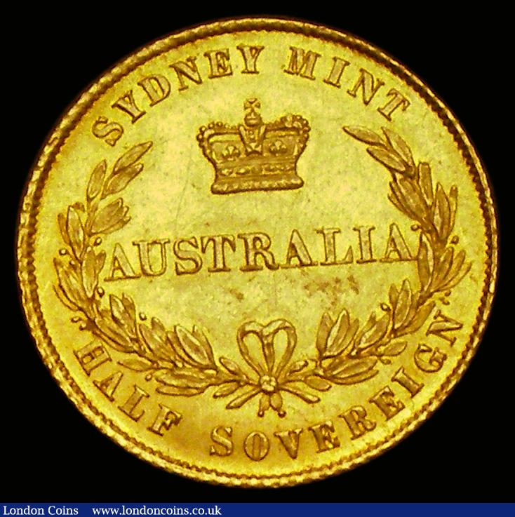 London Coins : A190 : Lot 1149 : Australia Half Sovereign 1858 Sydney Branch Mint Marsh 383 AU pleasing brown gold peripheral toning ...