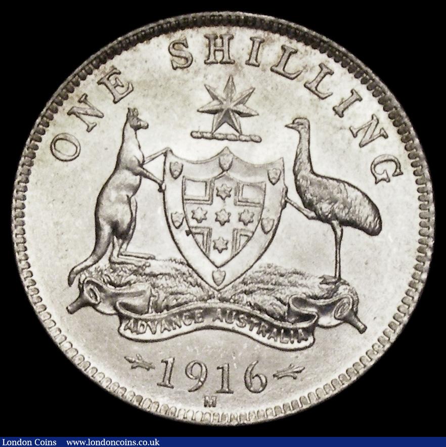 London Coins : A190 : Lot 1151 : Australia Shilling 1916M KM#26 GEF/Unc with much original brilliance the reverse particularly choice