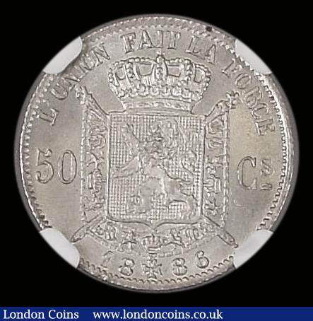 London Coins : A190 : Lot 1165 : Belgium 50 Centimes 1886 French Legend MS65+