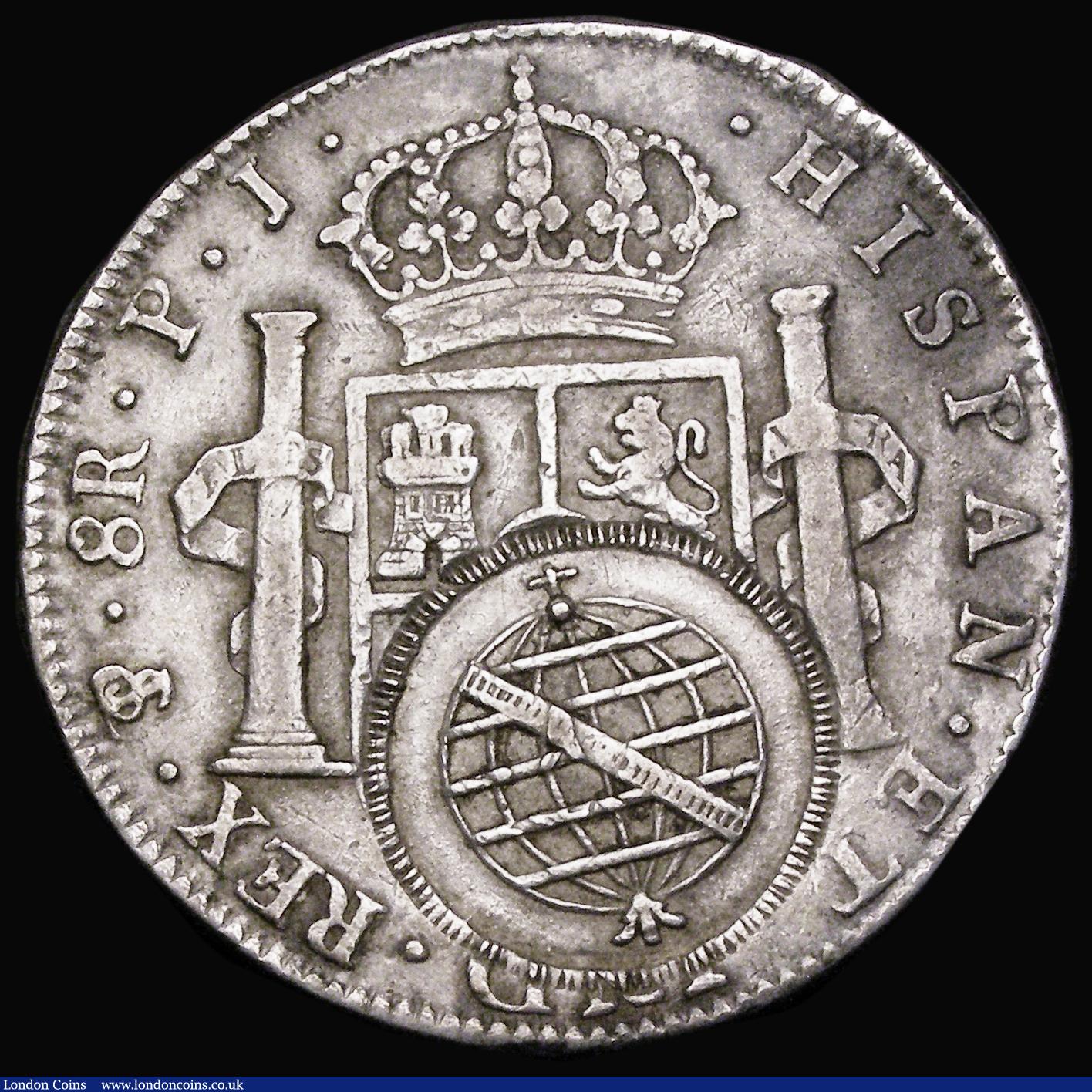 London Coins : A190 : Lot 1176 : Brazil - Minas Gerais 960 Reis Countermarked Coinage, on Bolivia 8 Reales 1806PTS PJ KM#73, Obverse ...
