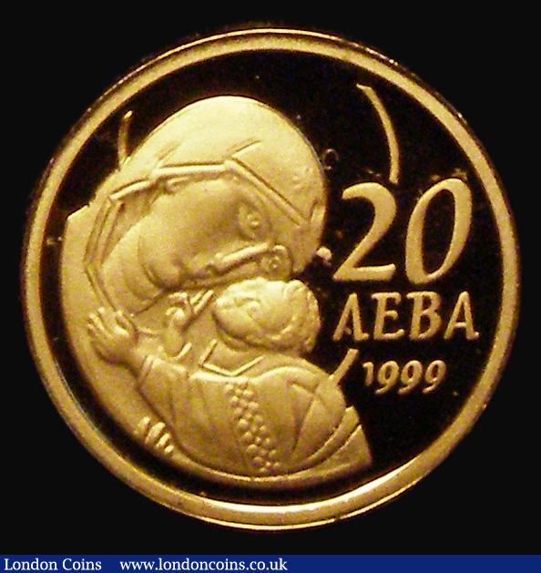 London Coins : A190 : Lot 1185 : Bulgaria 20 Leva 1999 Gold Proof KM278 Mary and Jesus FDC in a plastic capsule