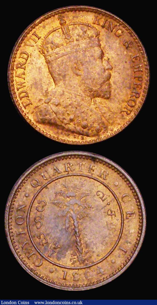 London Coins : A190 : Lot 1199 : Ceylon Edward VII 1904 (2) Half and Quarter Cents both Unc or near so and with good lustre 