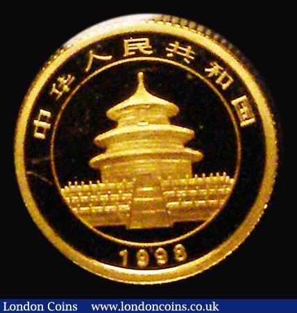 London Coins : A190 : Lot 1206 : China 5 Yuan 1998 1/20 Ounce Gold Panda Prooflike and Choice and still in Made in China sealed packe...
