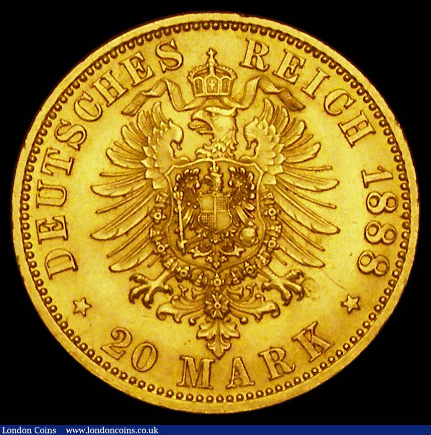 London Coins : A190 : Lot 1254 : German States - Prussia 20 Marks Gold 1888A Friedrich III KM#515 AU