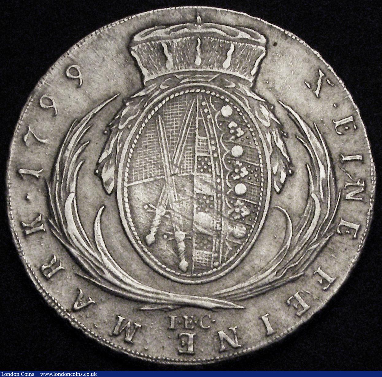 London Coins : A190 : Lot 1260 : German States Saxony-Albertine Thaler 1799 IEC KM#1027.2 GVF with adjustment lines obverse