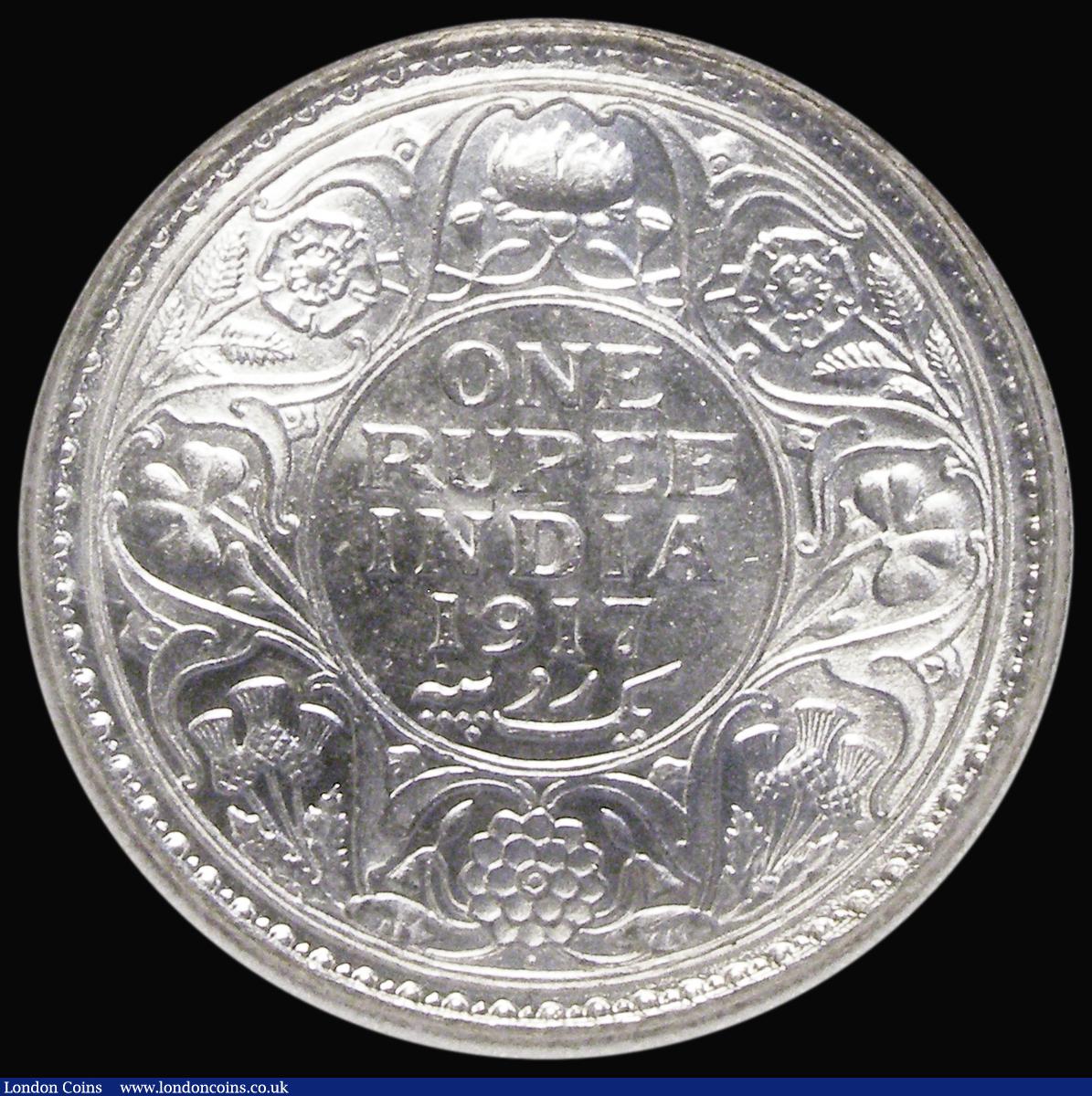 London Coins : A190 : Lot 1314 : India One Rupee 1917 Bombay KM#524 in an NNC holder and graded MS65